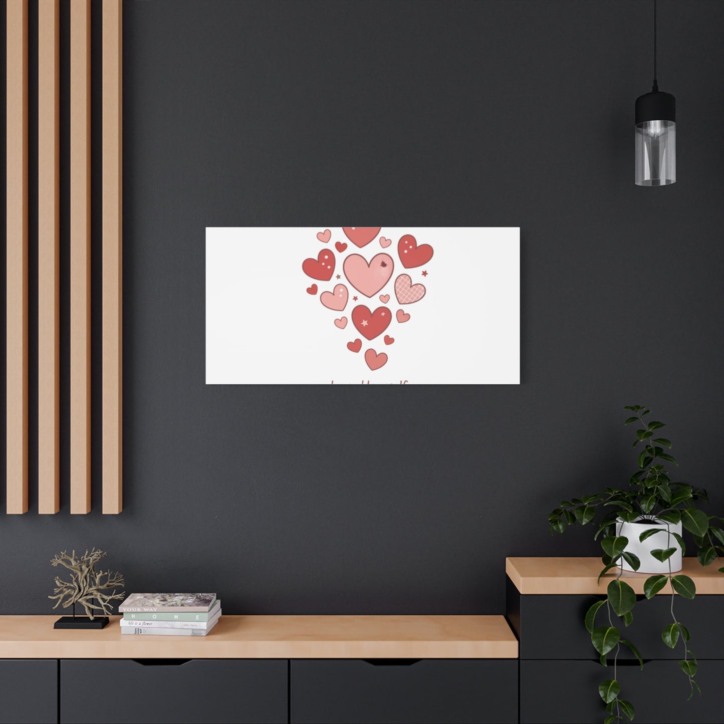 Love Yourself Canvas Wall Art — Watercolor Hearts Inspirational Home Decor