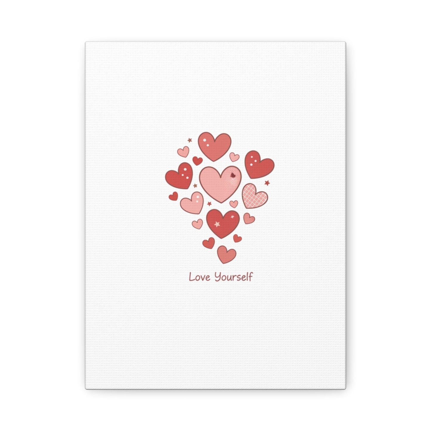 Love Yourself Canvas Wall Art — Watercolor Hearts Inspirational Home Decor