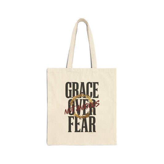 Grace Over Fear Tote | Christian Streetwear, Scripture Typography