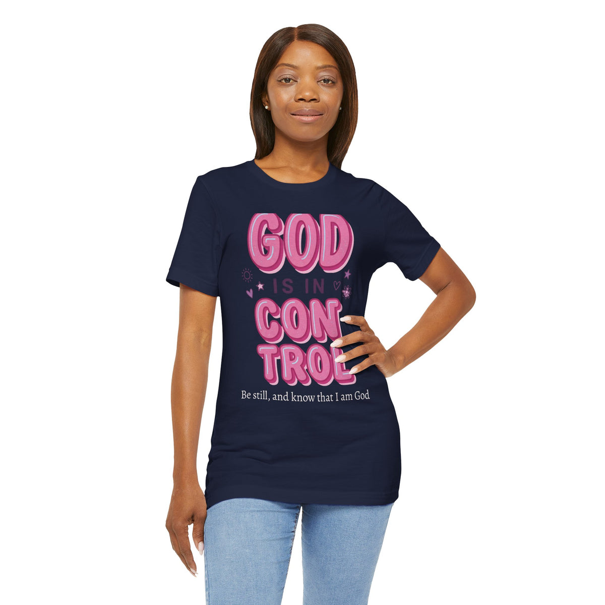 God Is In Control Tee | Christian faith shirt, playful rainbow script