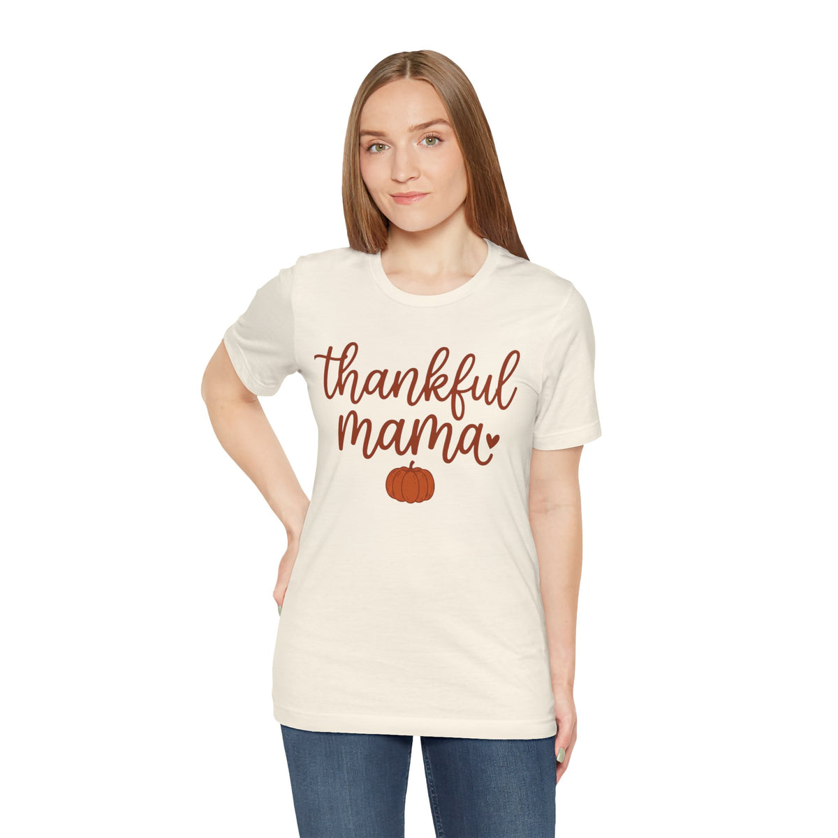 Thankful Mama Tee | Thanksgiving pumpkin mom shirt, fall harvest apparel