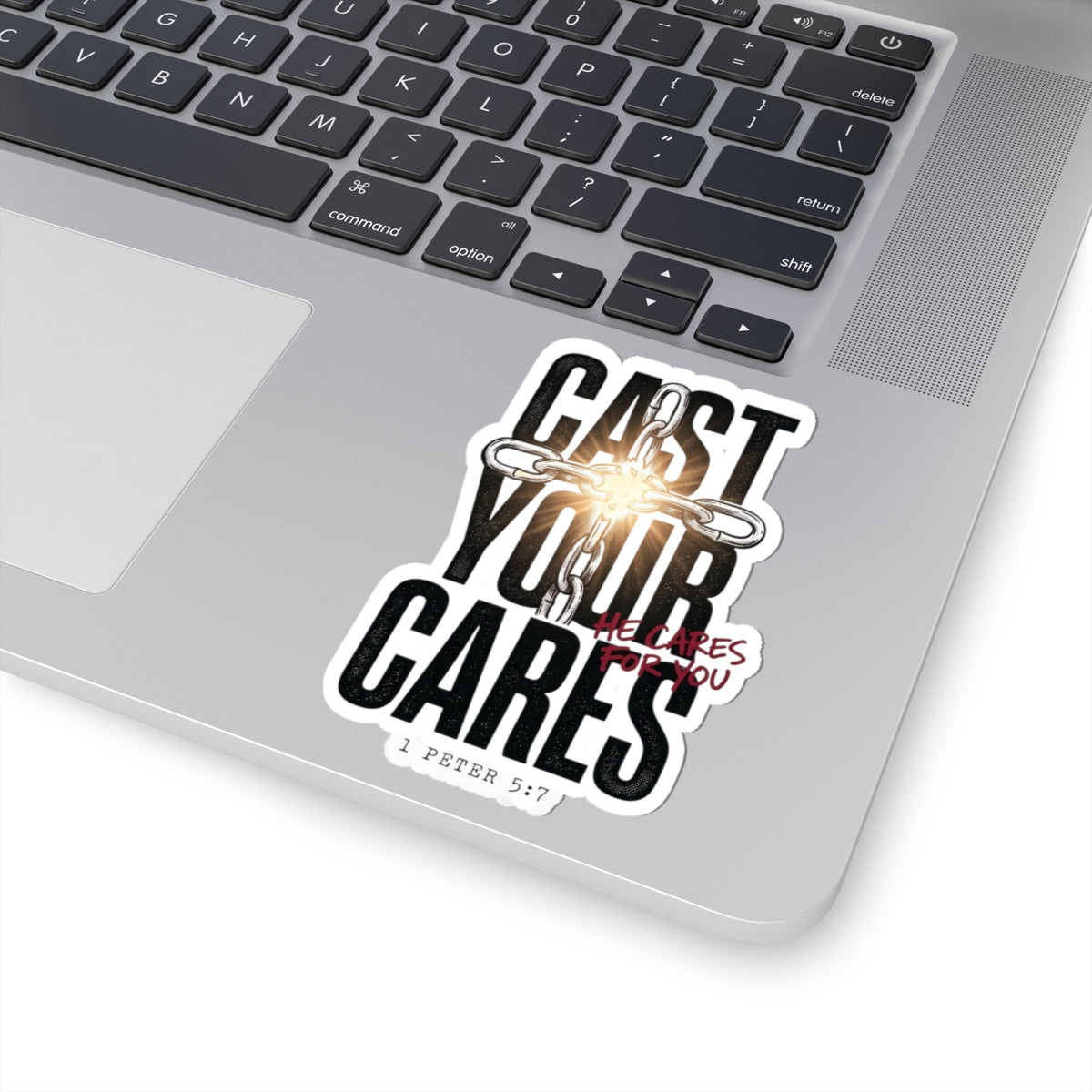 Cast Your Cares Sticker | Christian Streetwear, Scripture 1 Peter 5:7