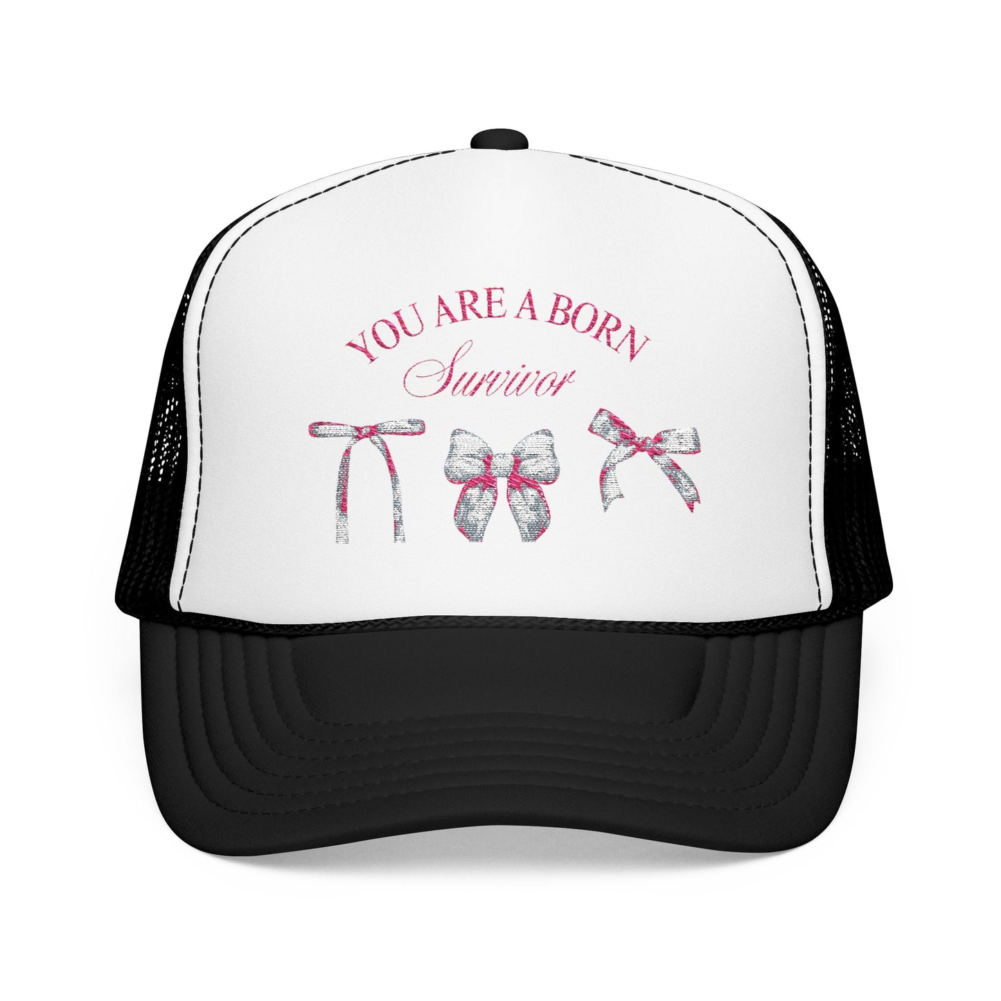 Embroidered Survival Trucker Hat - Inspirational, Unique Gift, Casual Wear, Cancer Awareness, Everyday Style
