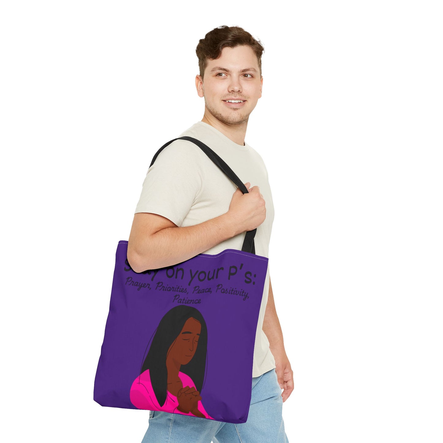 Empowering Prayer Tote Bag - Stay on Your P's: Prayer, Priorities, Peace, Positivity, Patience, Spiritual Gift, Christian Accessory, [...]
