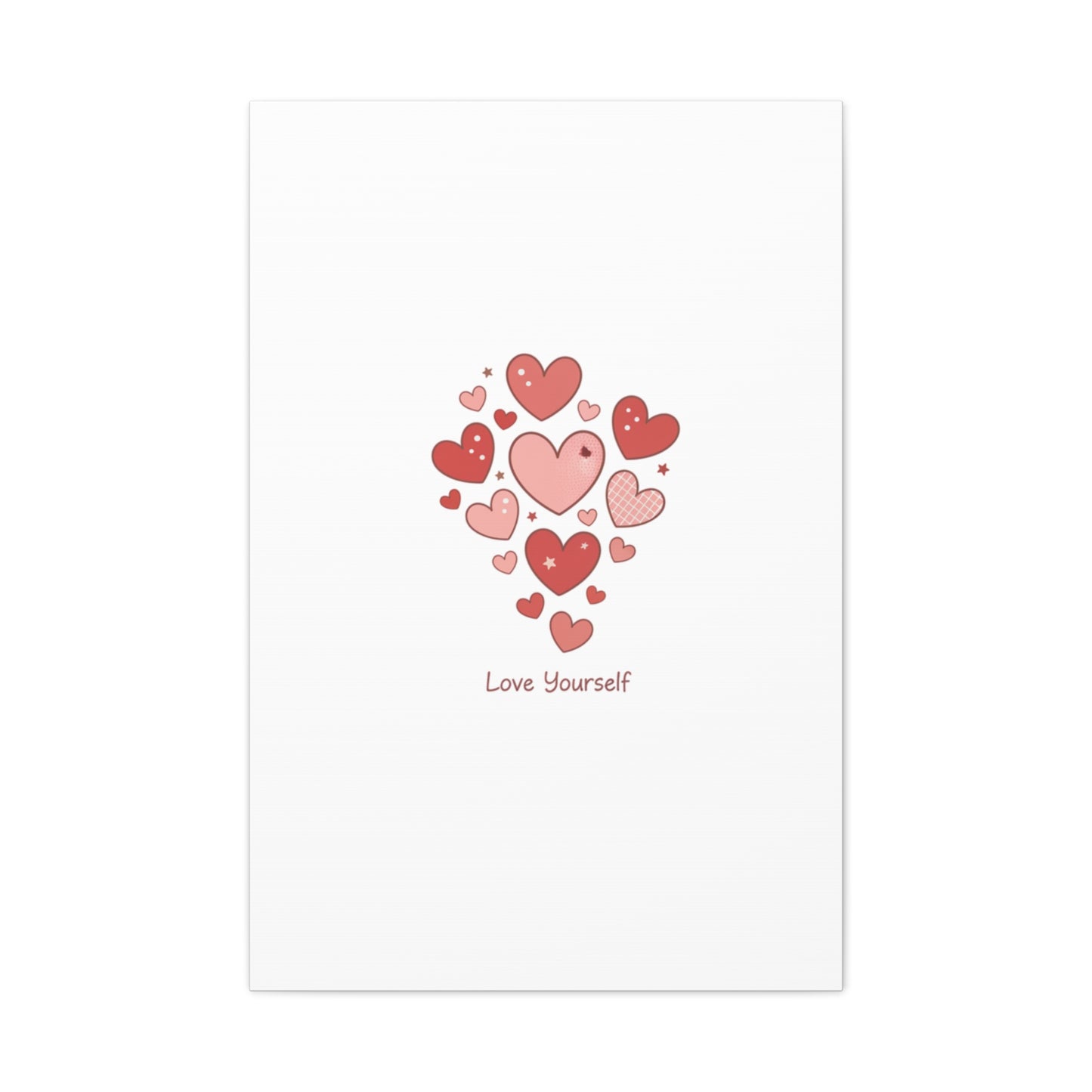 Love Yourself Canvas Wall Art — Watercolor Hearts Inspirational Home Decor
