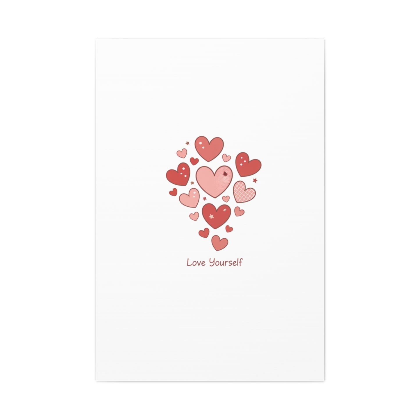 Love Yourself Canvas Wall Art — Watercolor Hearts Inspirational Home Decor