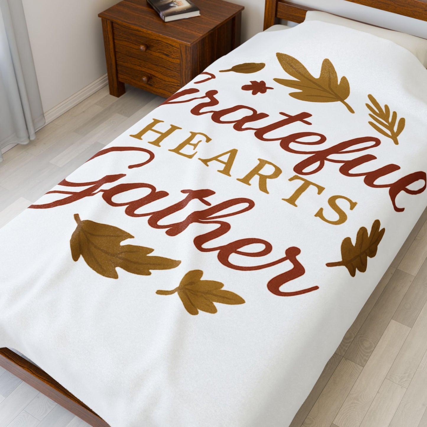 Grateful Hearts Gather Velveteen Plush Blanket