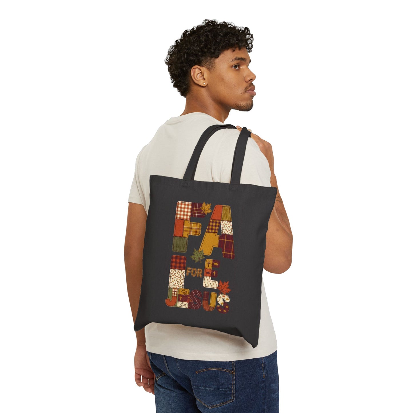 Grateful Fall Patchwork Tote | Thanksgiving Harvest, Watercolor Foliage