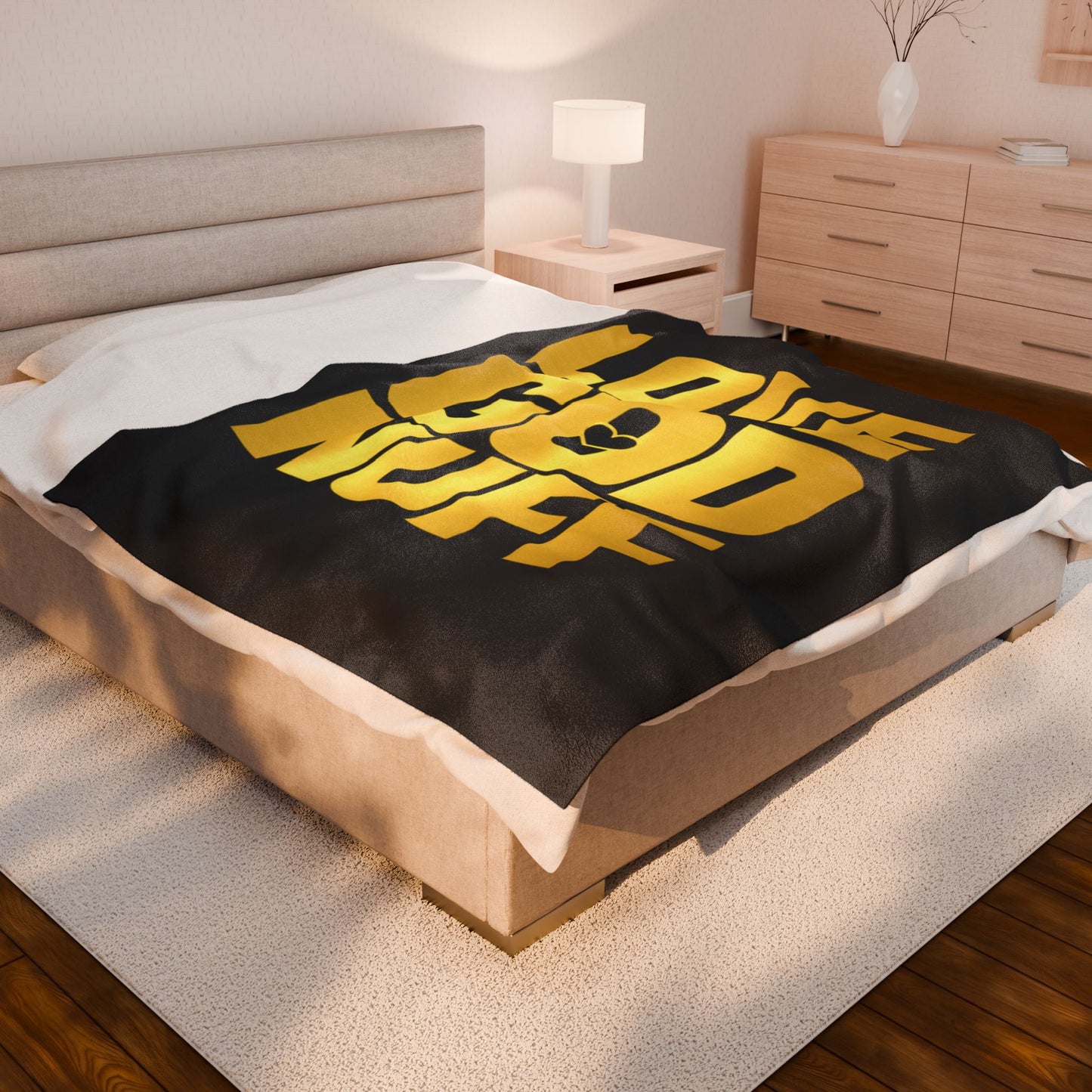 Love God Nuff Velveteen Plush Blanket — Gold Typography Christian Throw
