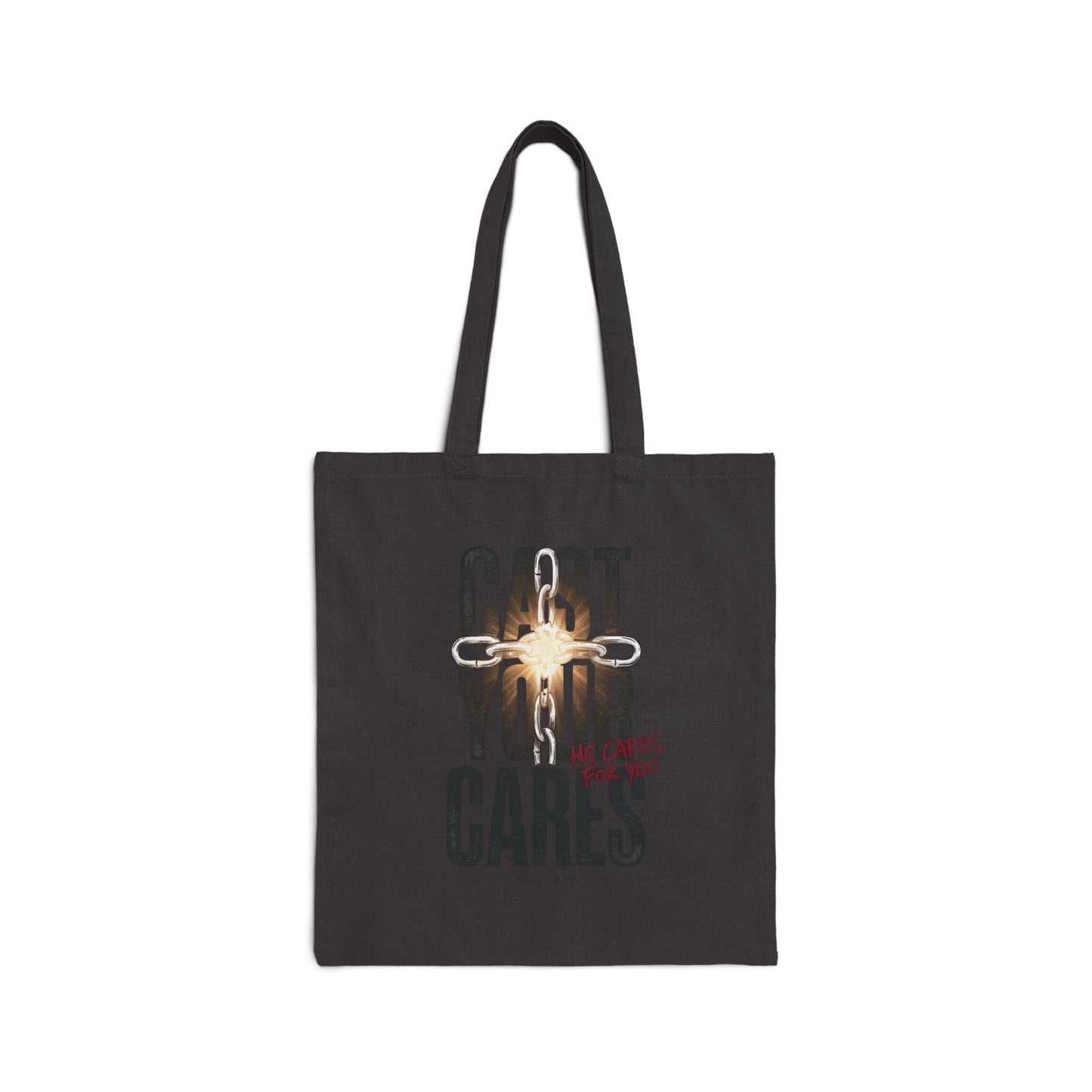 Cast Your Cares Tote | Christian Streetwear, Scripture Graphic Canvas