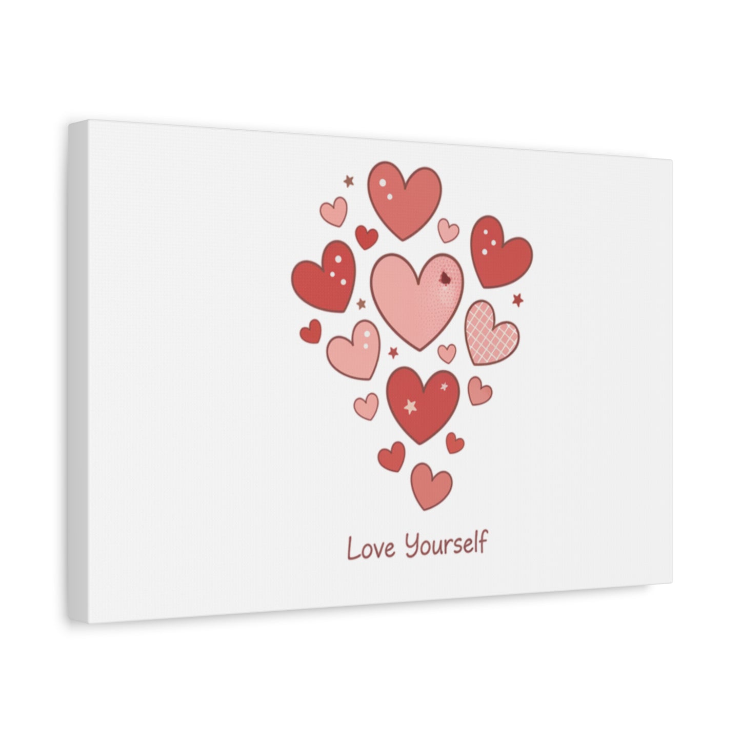 Love Yourself Canvas Wall Art — Watercolor Hearts Inspirational Home Decor