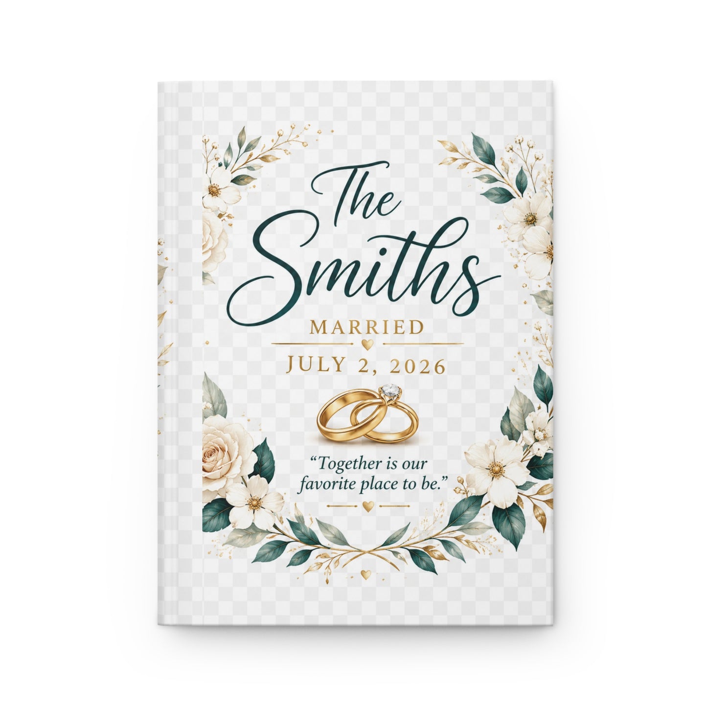 Wedding Keepsake Journal — Personalized 'The Smiths, Married July 2, 2026' Floral Hardcover