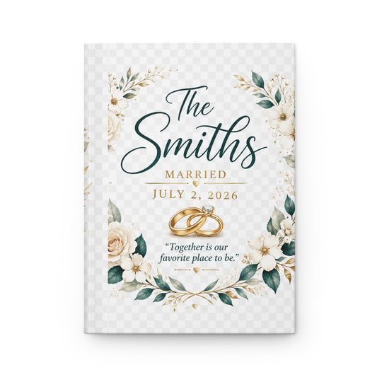Wedding Keepsake Journal — Personalized 'The Smiths, Married July 2, 2026' Floral Hardcover