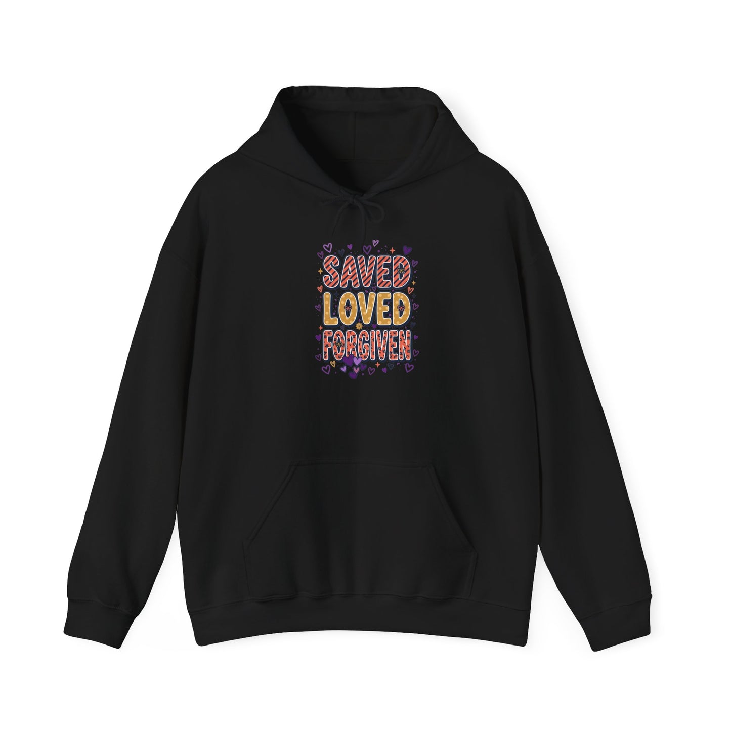 Saved Loved Praised hoodie | Christian rainbow scripture design