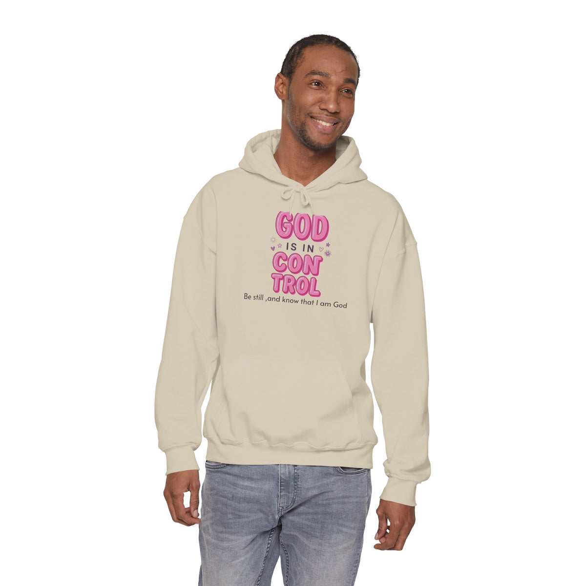 God Is in Control Hoodie | Christian Rainbow Script, Playful Faith Apparel