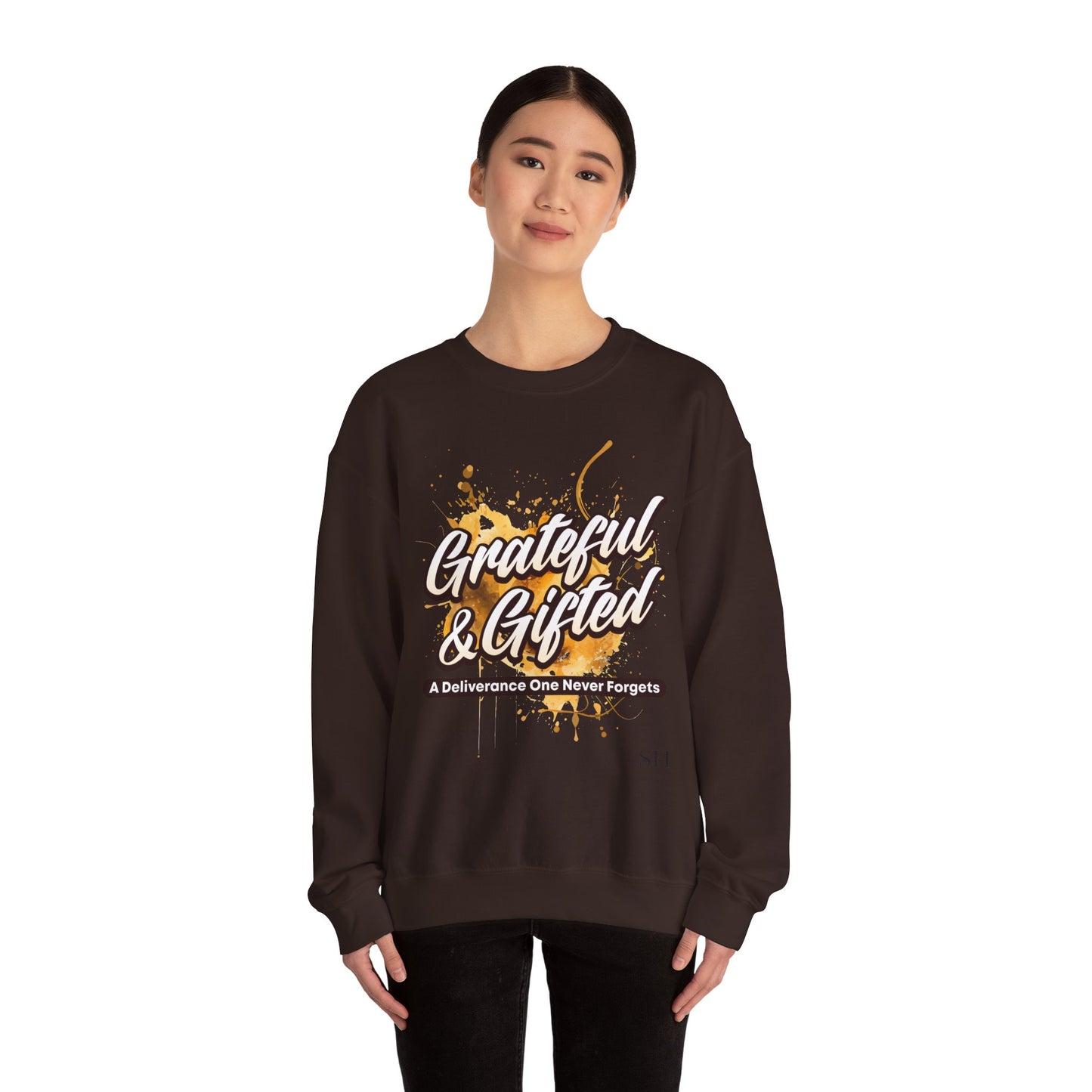 Grateful & Gifted Crewneck Sweatshirt — 'A Deliverance One Never Forgets' Inspirational Pullover