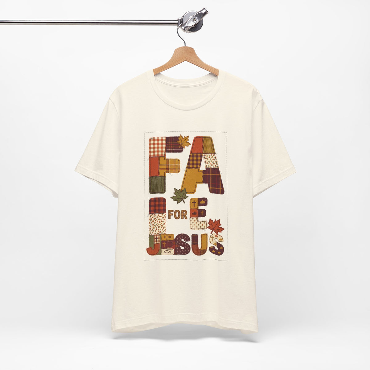 Fall Patchwork "Fall for Jesus" Tee | Thanksgiving, Autumn Leaves