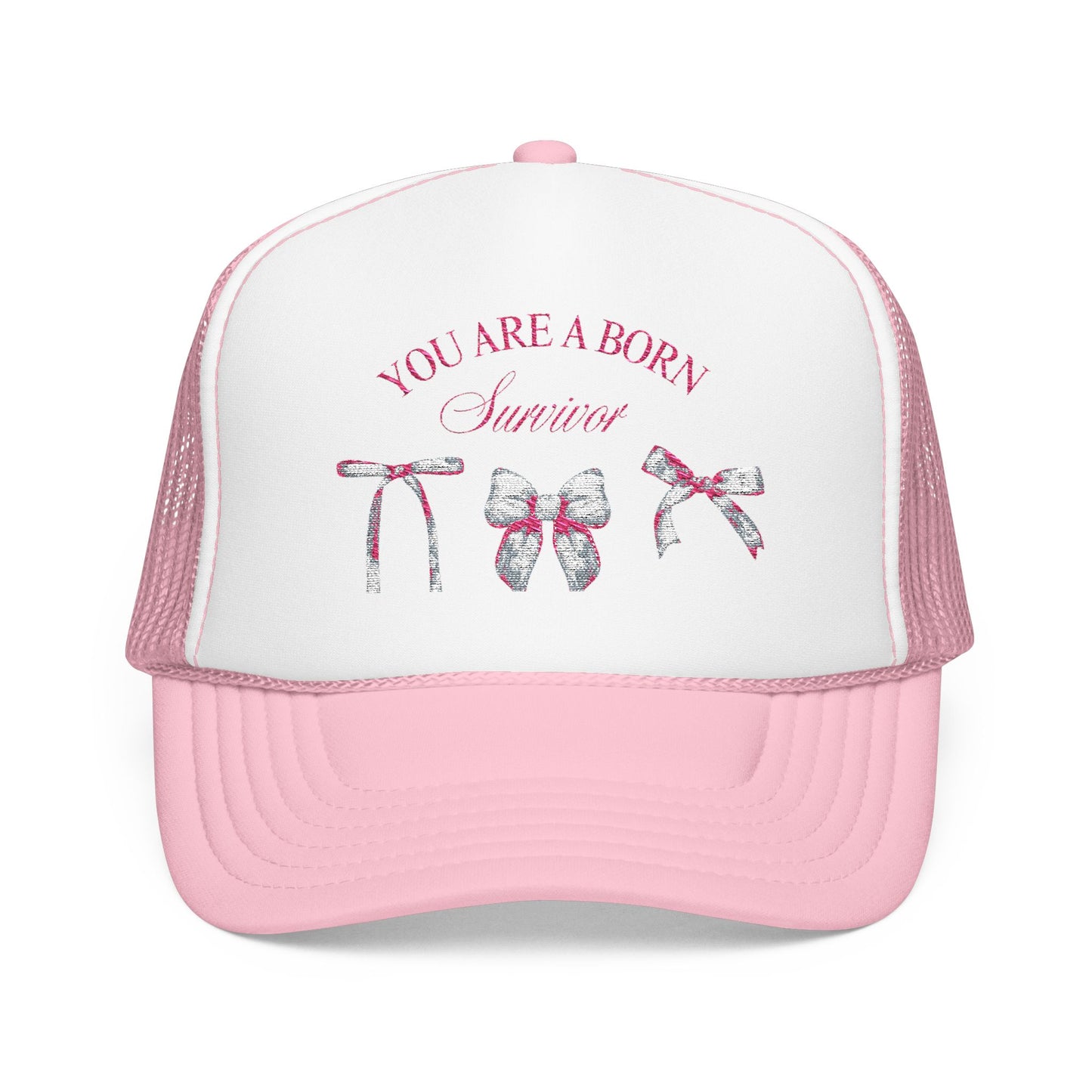 Embroidered Survival Trucker Hat - Inspirational, Unique Gift, Casual Wear, Cancer Awareness, Everyday Style