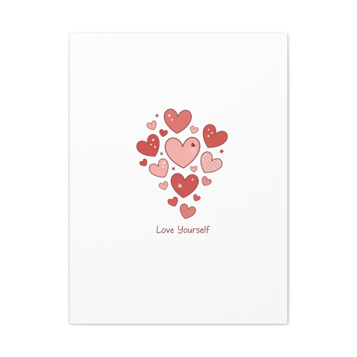 Love Yourself Canvas Wall Art — Watercolor Hearts Inspirational Home Decor