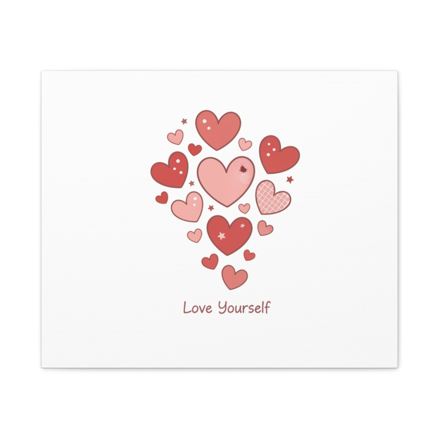 Love Yourself Canvas Wall Art — Watercolor Hearts Inspirational Home Decor