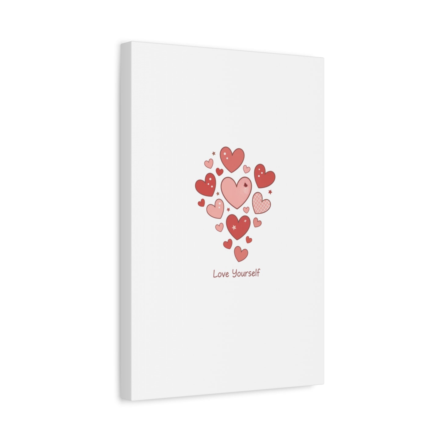 Love Yourself Canvas Wall Art — Watercolor Hearts Inspirational Home Decor