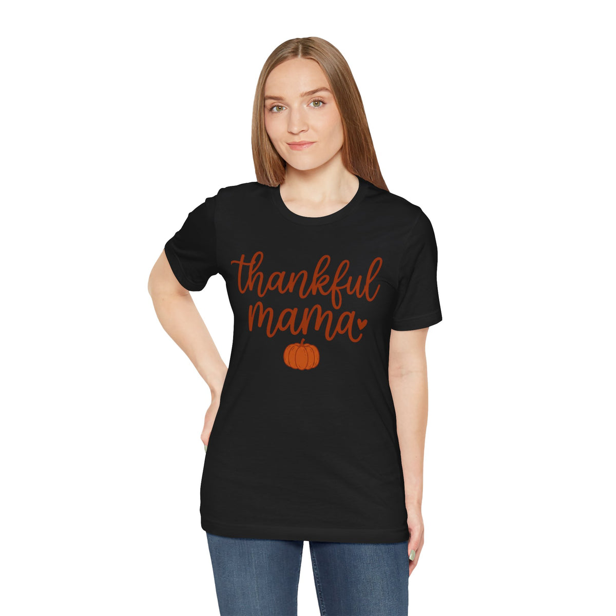 Thankful Mama Tee | Thanksgiving pumpkin mom shirt, fall harvest apparel