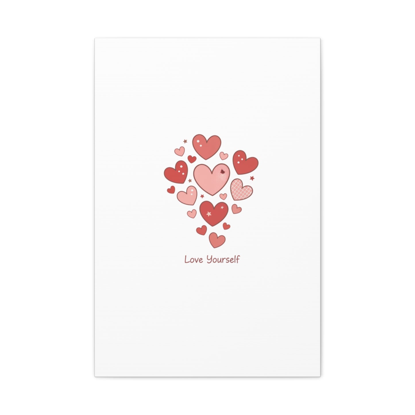 Love Yourself Canvas Wall Art — Watercolor Hearts Inspirational Home Decor