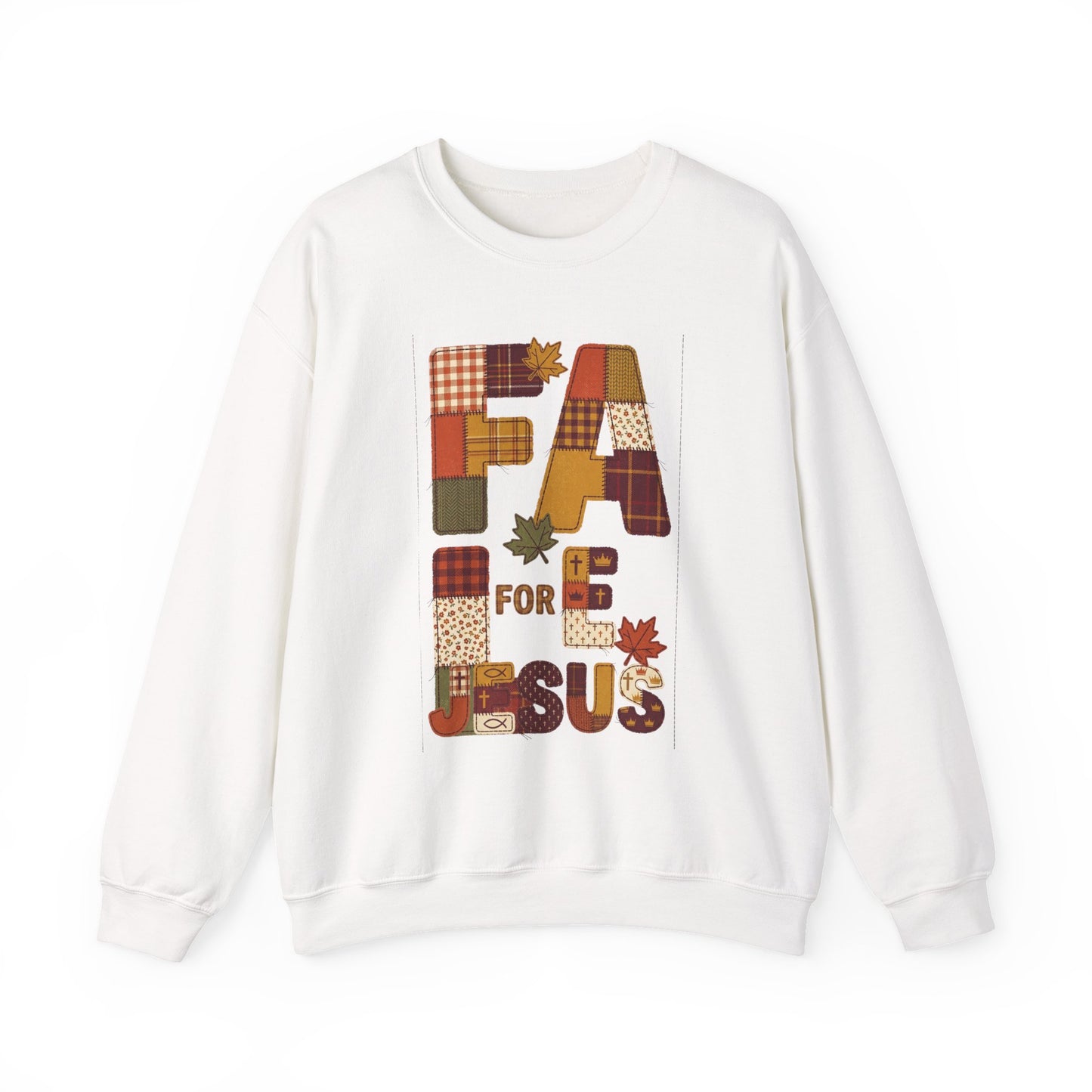 Fall Patchwork "Fae for Jesus" Crewneck Sweatshirt | Thanksgiving Harvest