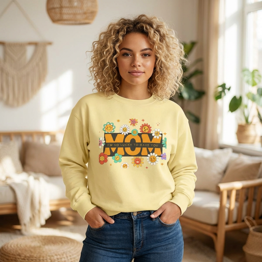 Mom Floral Crewneck Sweatshirt, Cozy Pullover, Family Apparel, Spring Fashion, Gift for Her