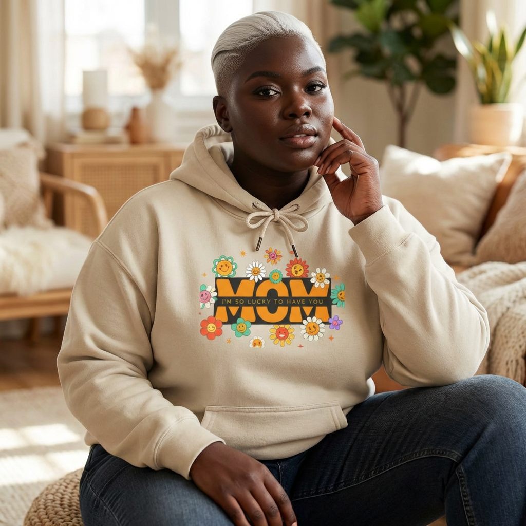 Hoodie - 'WOW' Retro Floral Graphic Hoodie | 70s Inspired Flower Power Sweatshirt