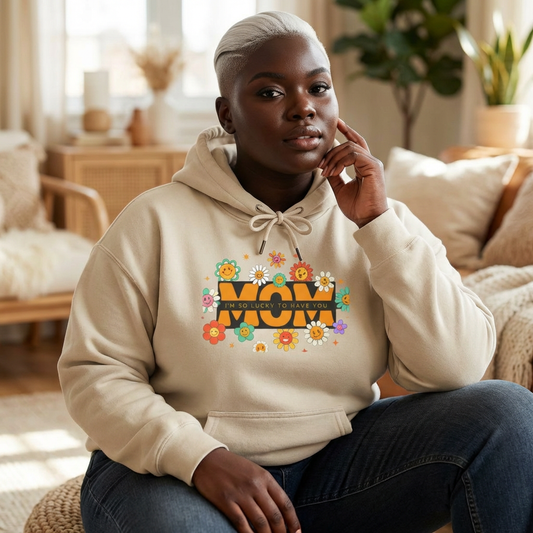 Hoodie - 'WOW' Retro Floral Graphic Hoodie | 70s Inspired Flower Power Sweatshirt
