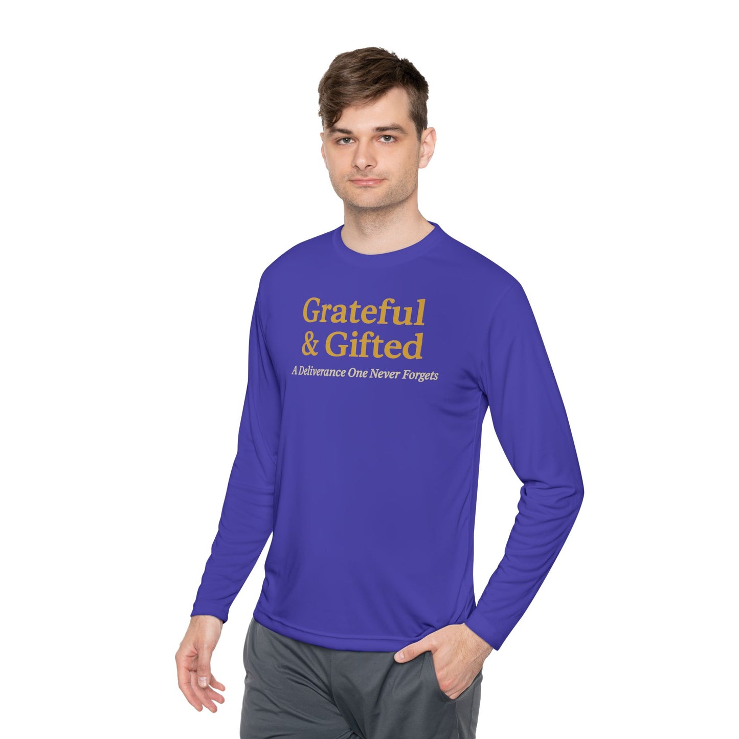 Grateful & Gifted Long Sleeve Tee | Inspirational Gift, Unisex Shirt, Perfect for Celebrations, Casual Wear, Thoughtful Present