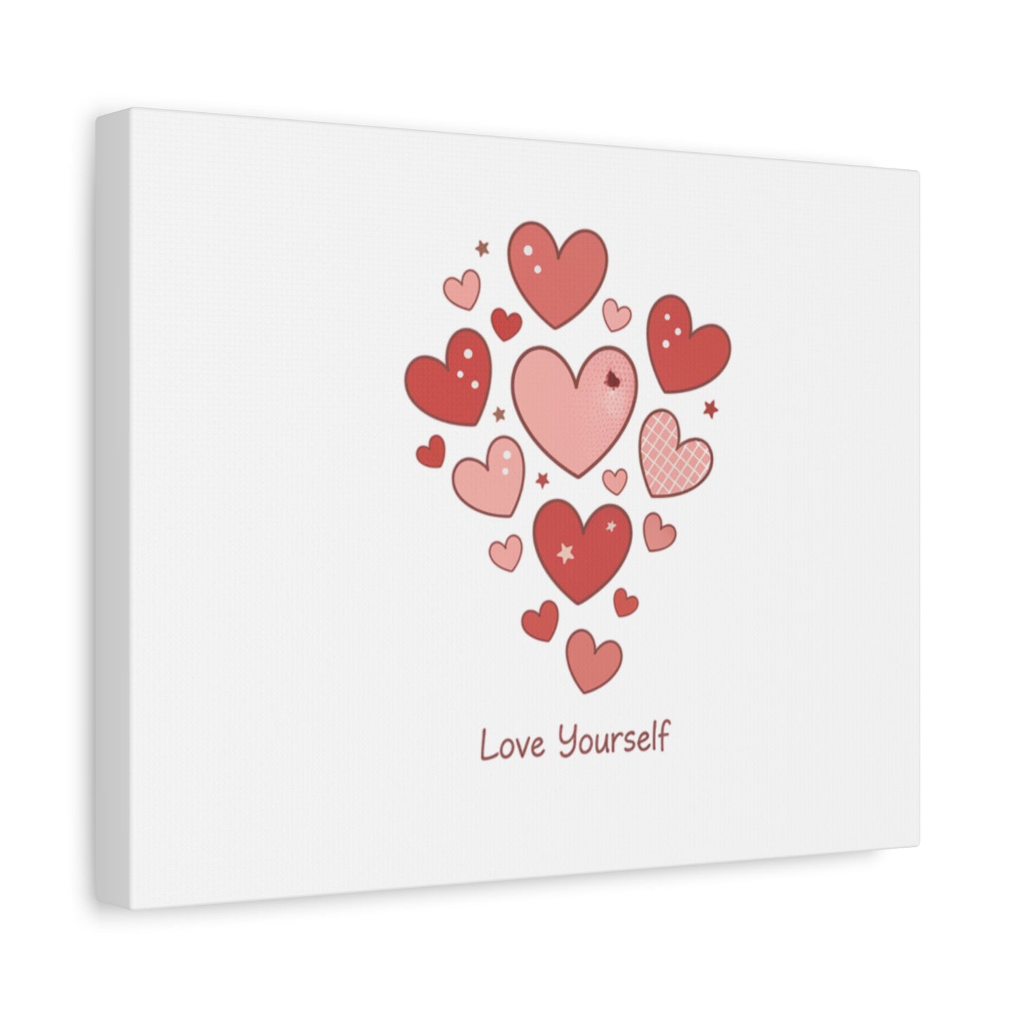 Love Yourself Canvas Wall Art — Watercolor Hearts Inspirational Home Decor