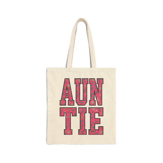 Auntie varsity block print Tote | Auntie canvas bag, family identity