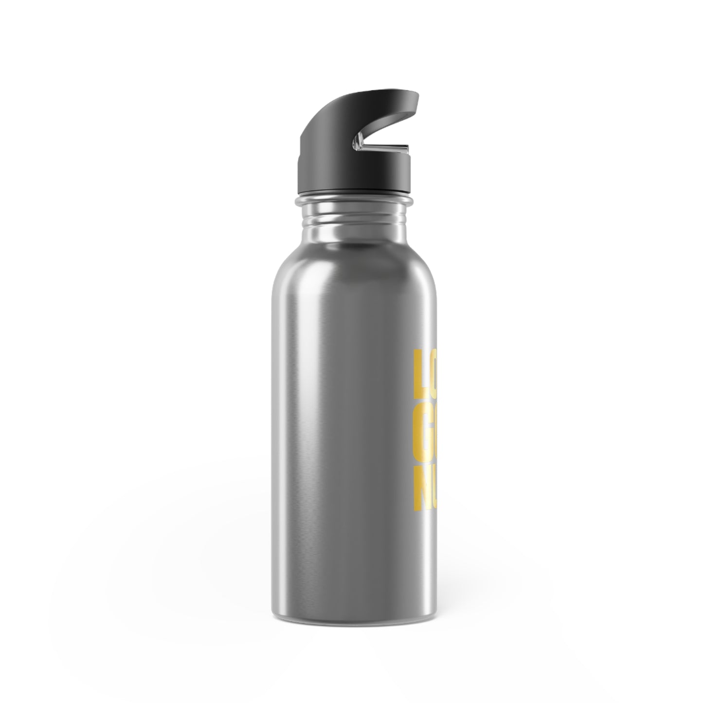 Stainless Steel Water Bottle — "Love God Nuff" Gold Text, 20oz Straw Bottle