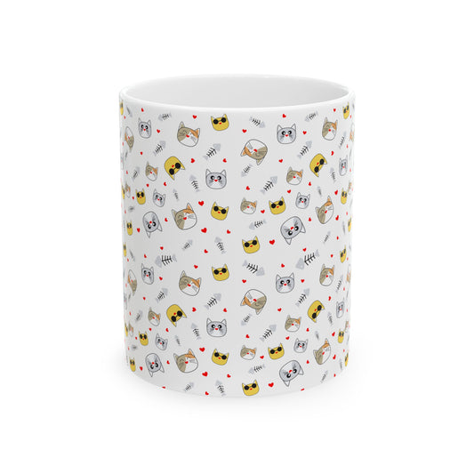 Cute Cat Patterned Ceramic Mug - Purrfect Gift for Cat Lovers, Fun Coffee Cup, Ideal for Birthdays, Celebrations, or Everyday Use