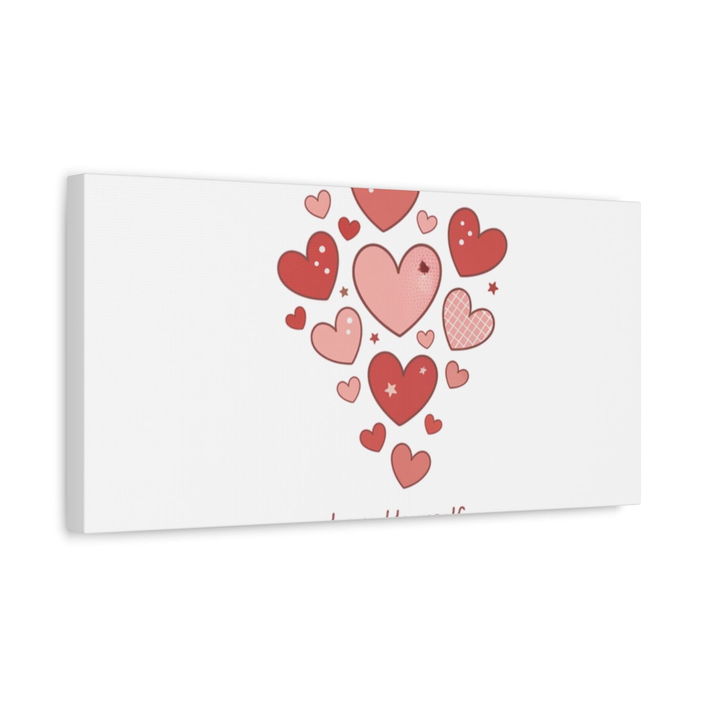 Love Yourself Canvas Wall Art — Watercolor Hearts Inspirational Home Decor