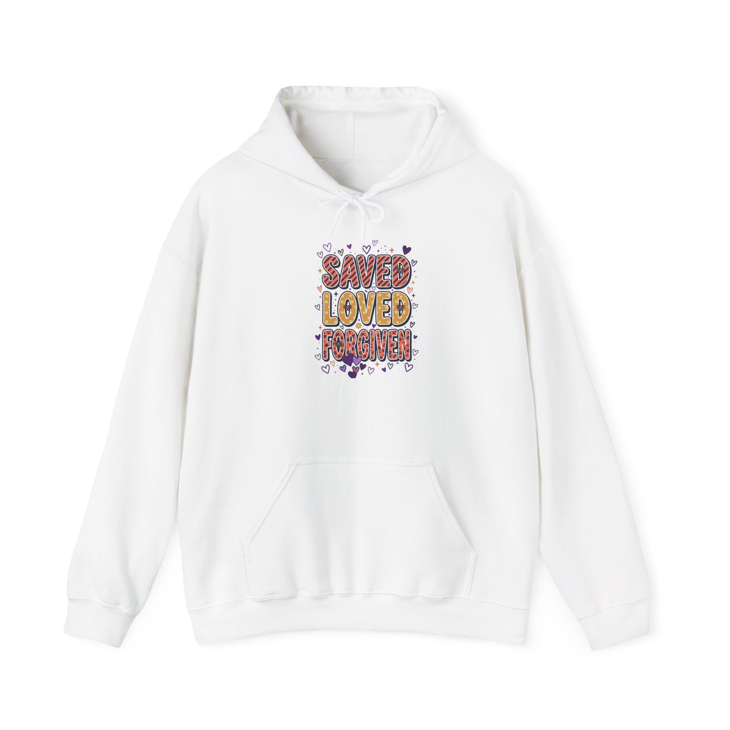 Saved Loved Praised hoodie | Christian rainbow scripture design