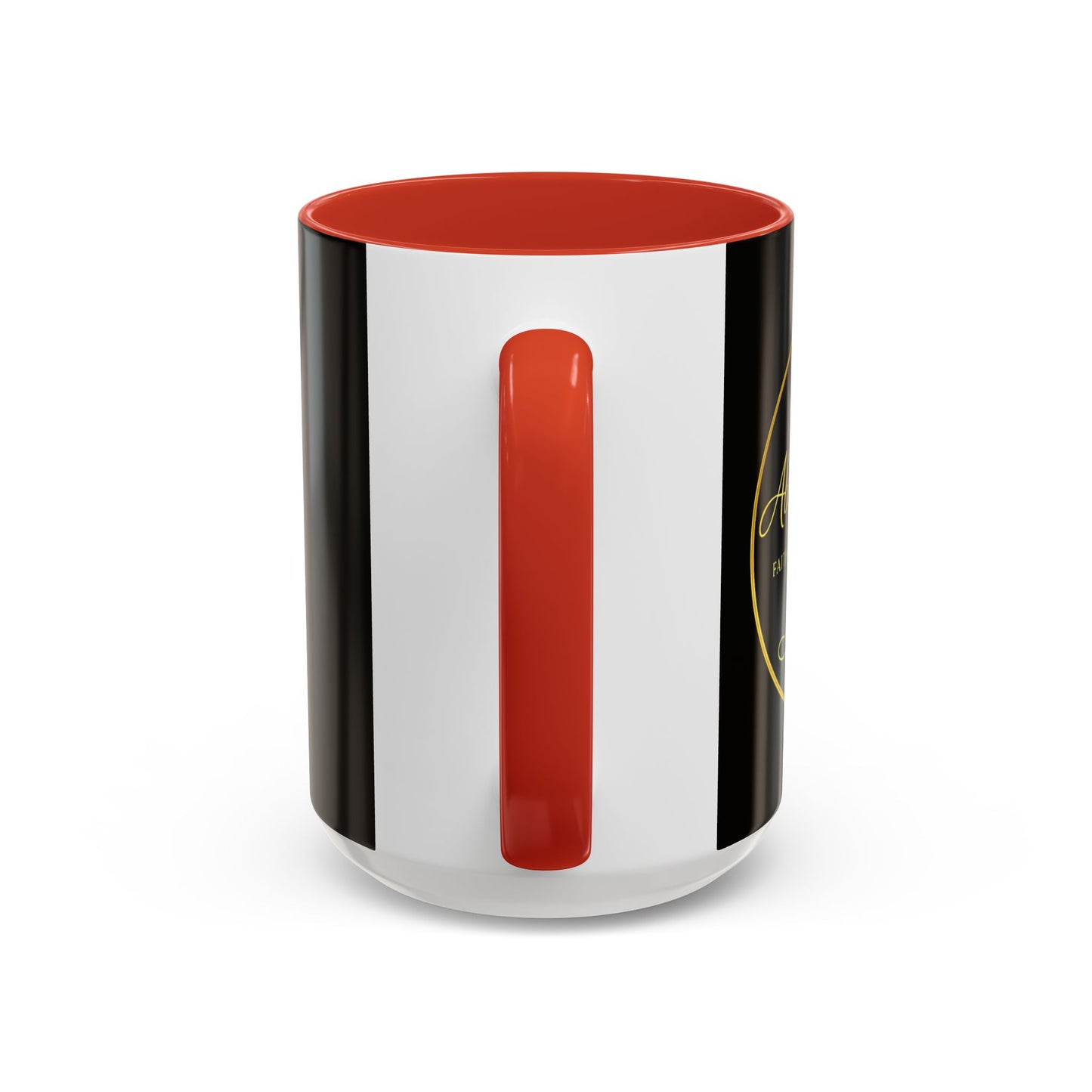 Black Accent Coffee Mug — "Abafamilystore: Faith • Family • Purpose" Gold Logo