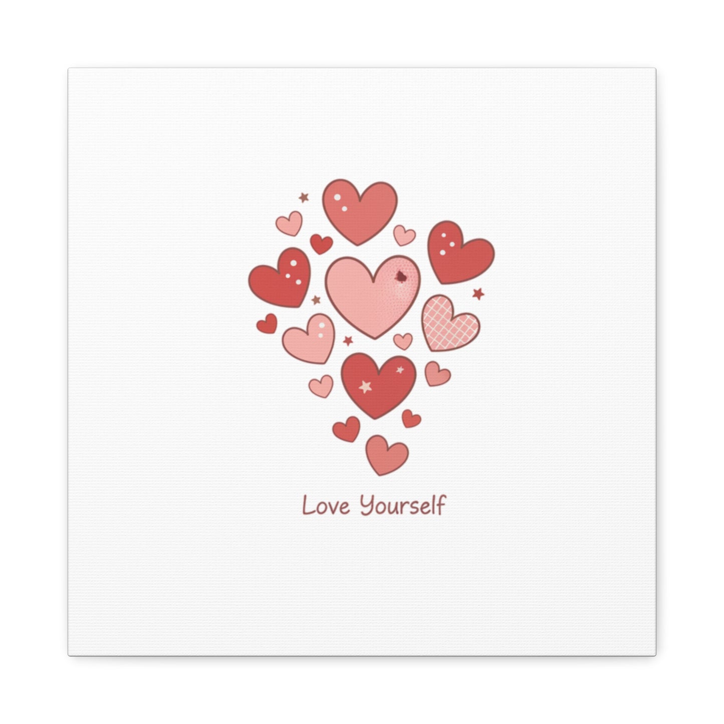 Love Yourself Canvas Wall Art — Watercolor Hearts Inspirational Home Decor