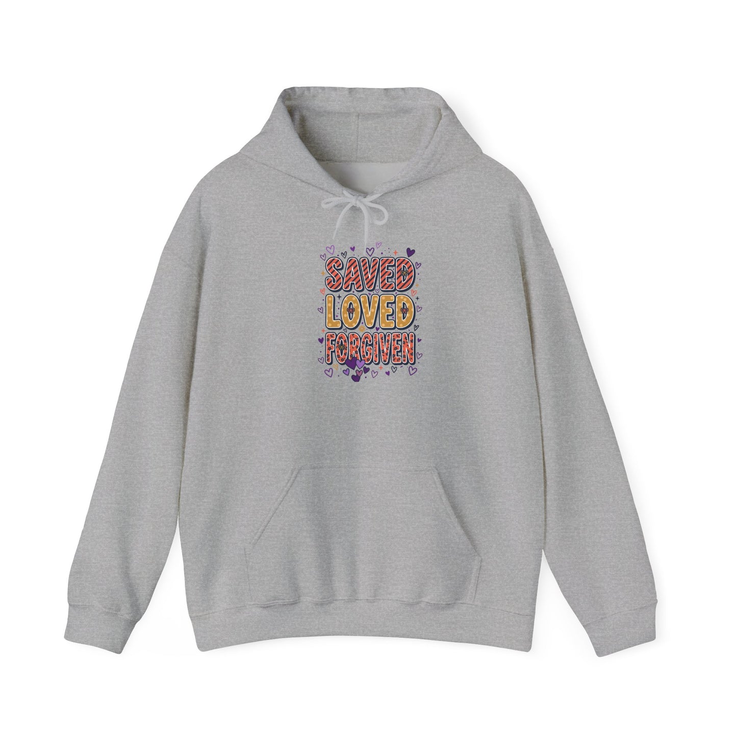 Saved Loved Praised hoodie | Christian rainbow scripture design
