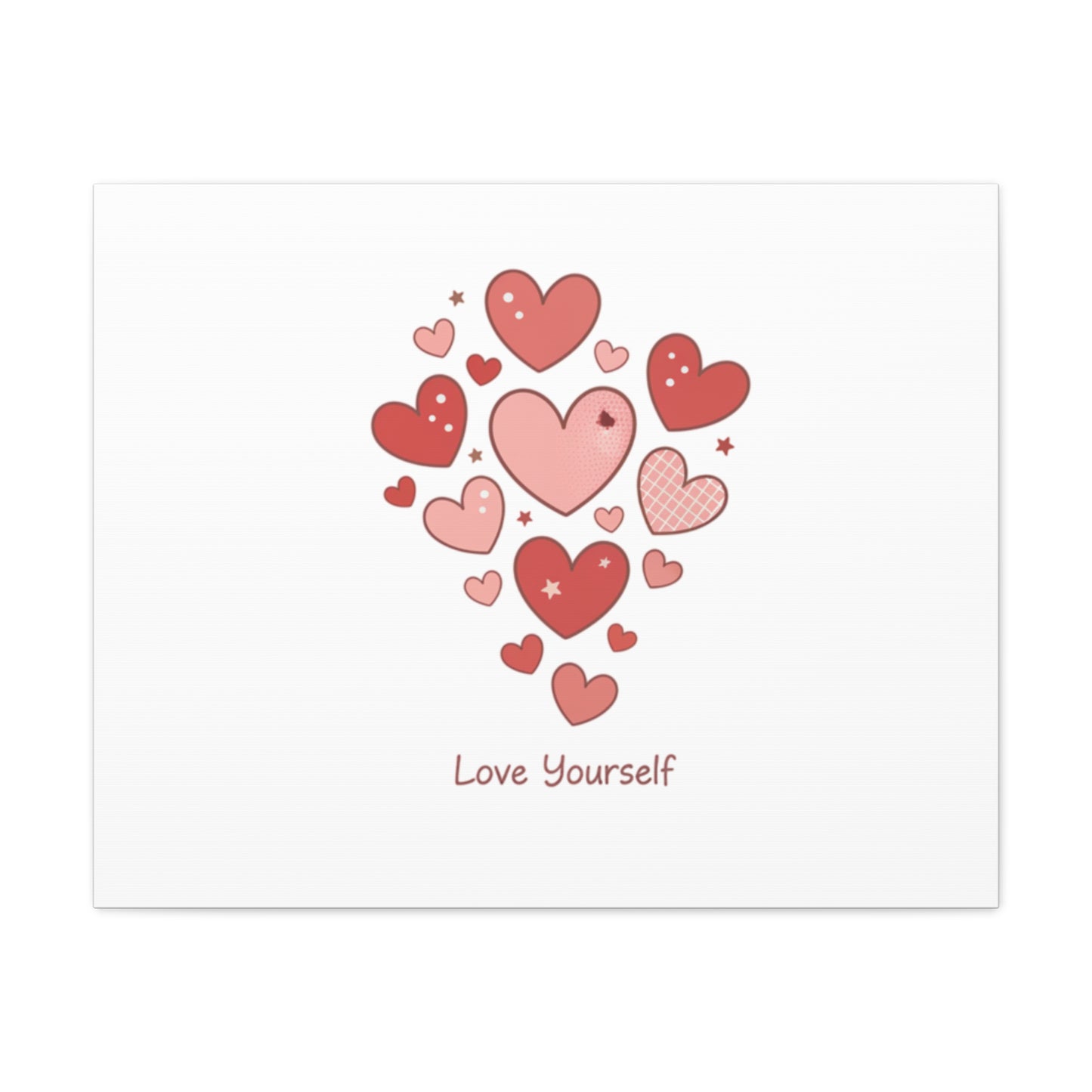 Love Yourself Canvas Wall Art — Watercolor Hearts Inspirational Home Decor