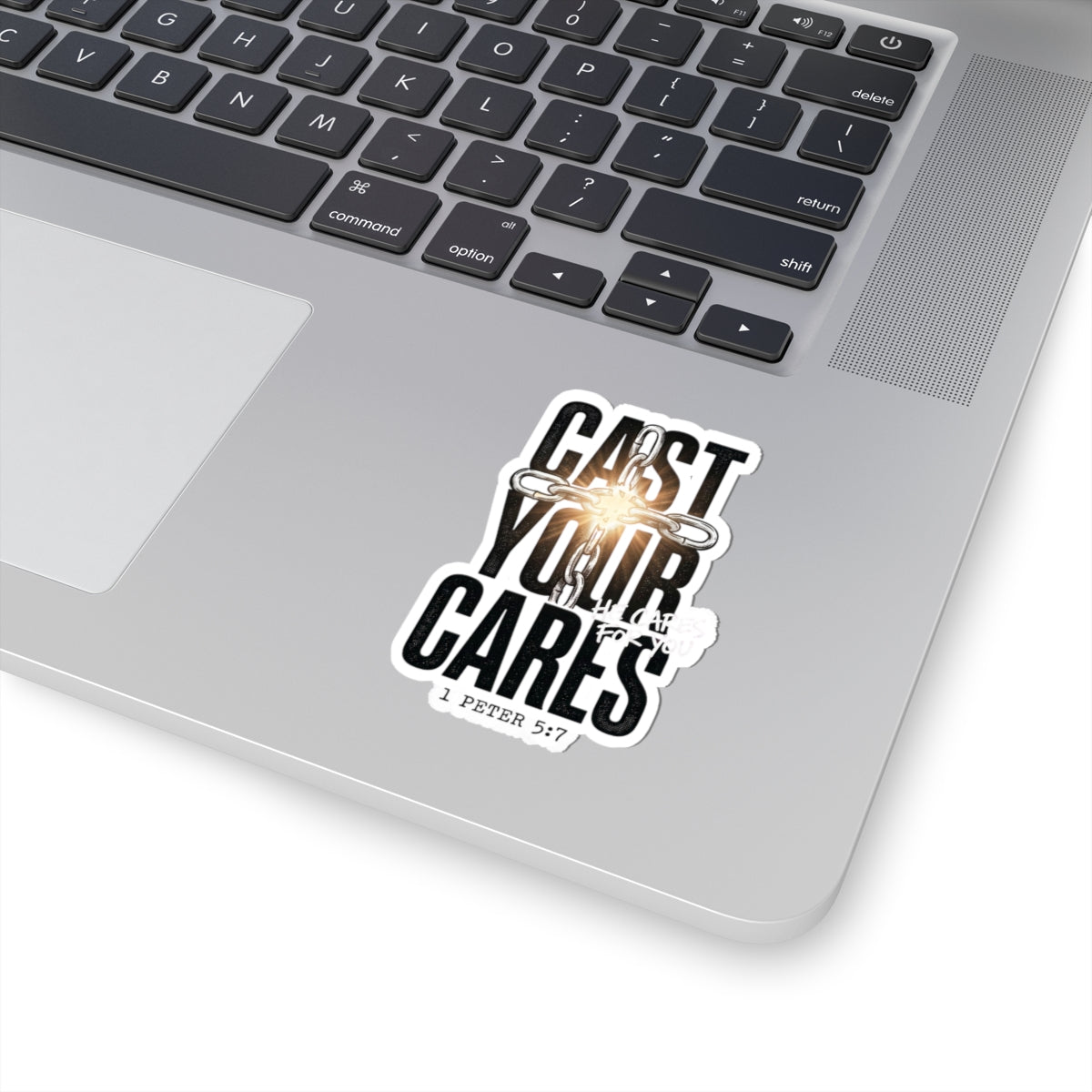 Cast Your Cares Sticker | Christian Streetwear, Scripture 1 Peter 5:7