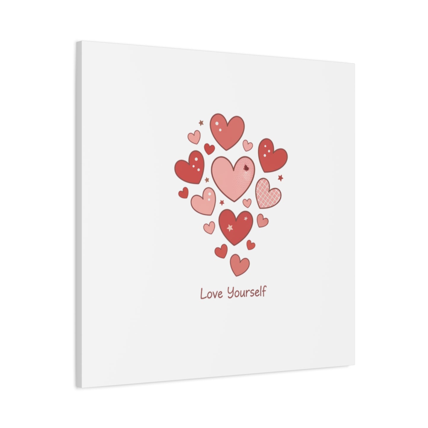 Love Yourself Canvas Wall Art — Watercolor Hearts Inspirational Home Decor