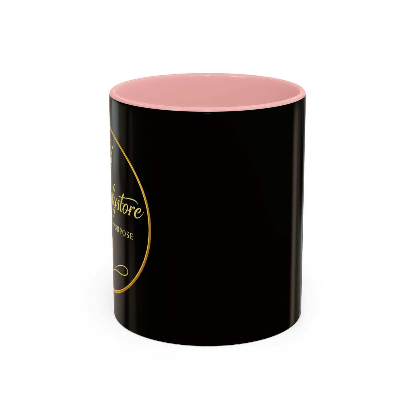 Black Accent Coffee Mug — "Abafamilystore: Faith • Family • Purpose" Gold Logo
