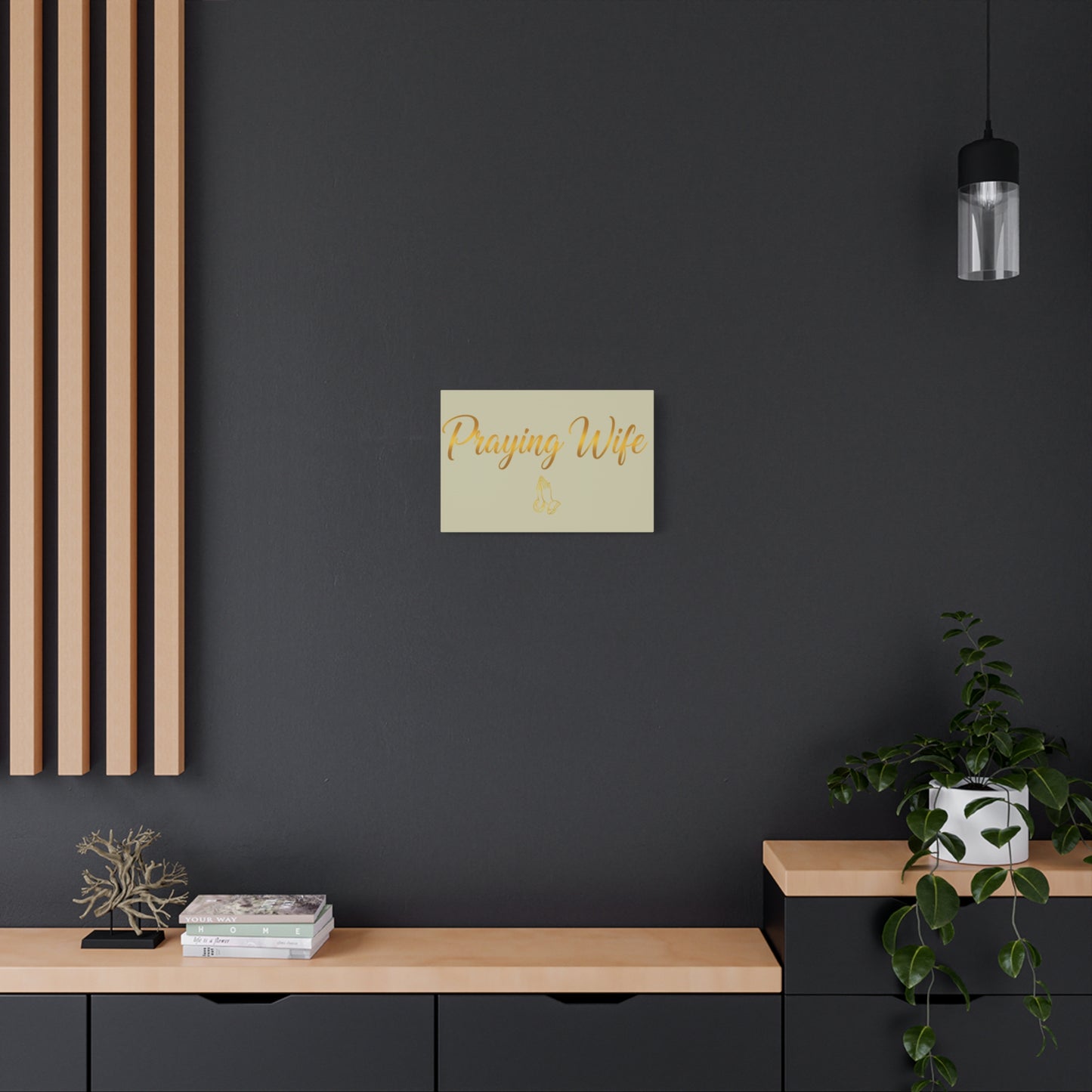 Praying Wife Canvas Wall Art – Gold Script Religious Home Decor