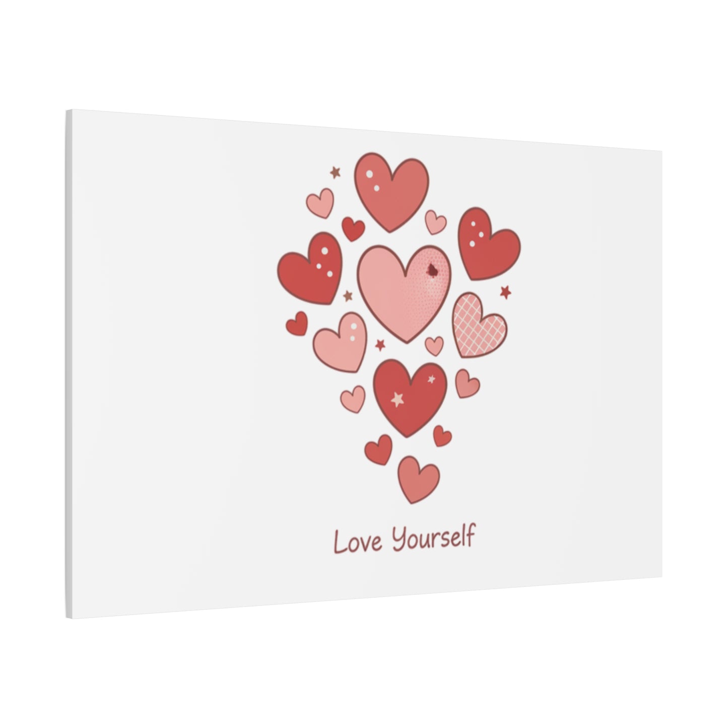 Love Yourself Canvas Wall Art — Watercolor Hearts Inspirational Home Decor