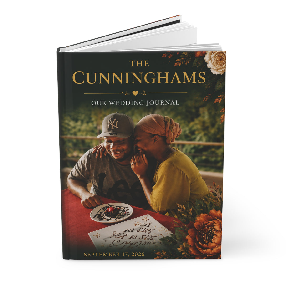 Wedding Photo Hardcover Journal — "The Cunninghams: Our Wedding Journal" (Personalized Date)