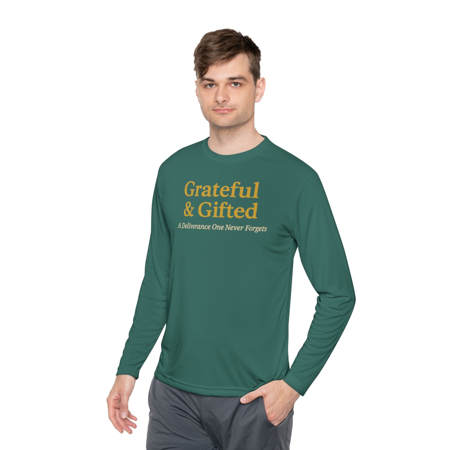 Grateful & Gifted Long Sleeve Tee | Inspirational Gift, Unisex Shirt, Perfect for Celebrations, Casual Wear, Thoughtful Present