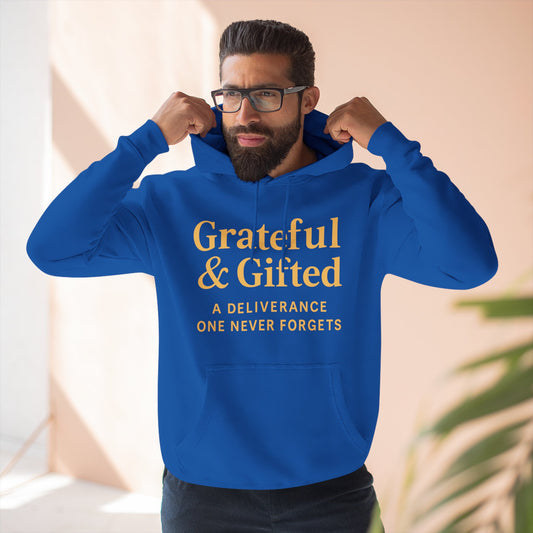 Grateful & Gifted Fleece Hoodie, Cozy Sweatshirt, Inspirational Hoodie, Perfect Gift for Holidays, Comfortable Casual Wear